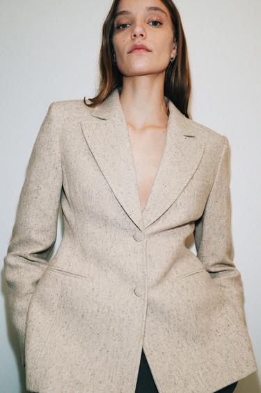 ZW COLLECTION FITTED WOOL PEPLUM BLAZER - Beige by Zara - Image 5