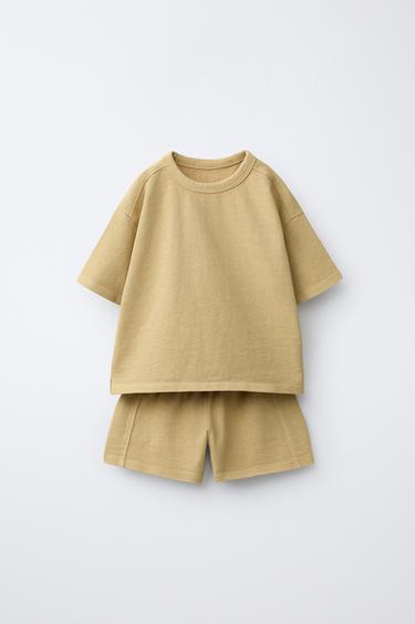 PLAIN T-SHIRT AND BERMUDA SHORTS SET - Mustard by Zara - Image 0