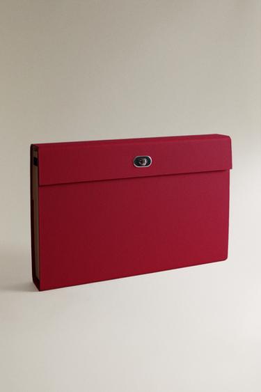 FINE LINEN FILING BRIEFCASE - Red by Zara - Image 0