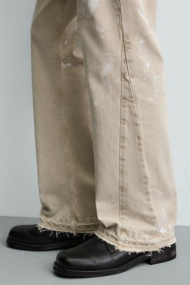 JEAN FLARE EFFET ÉCLABOUSSURES - Marron clair de Zara - Image 4