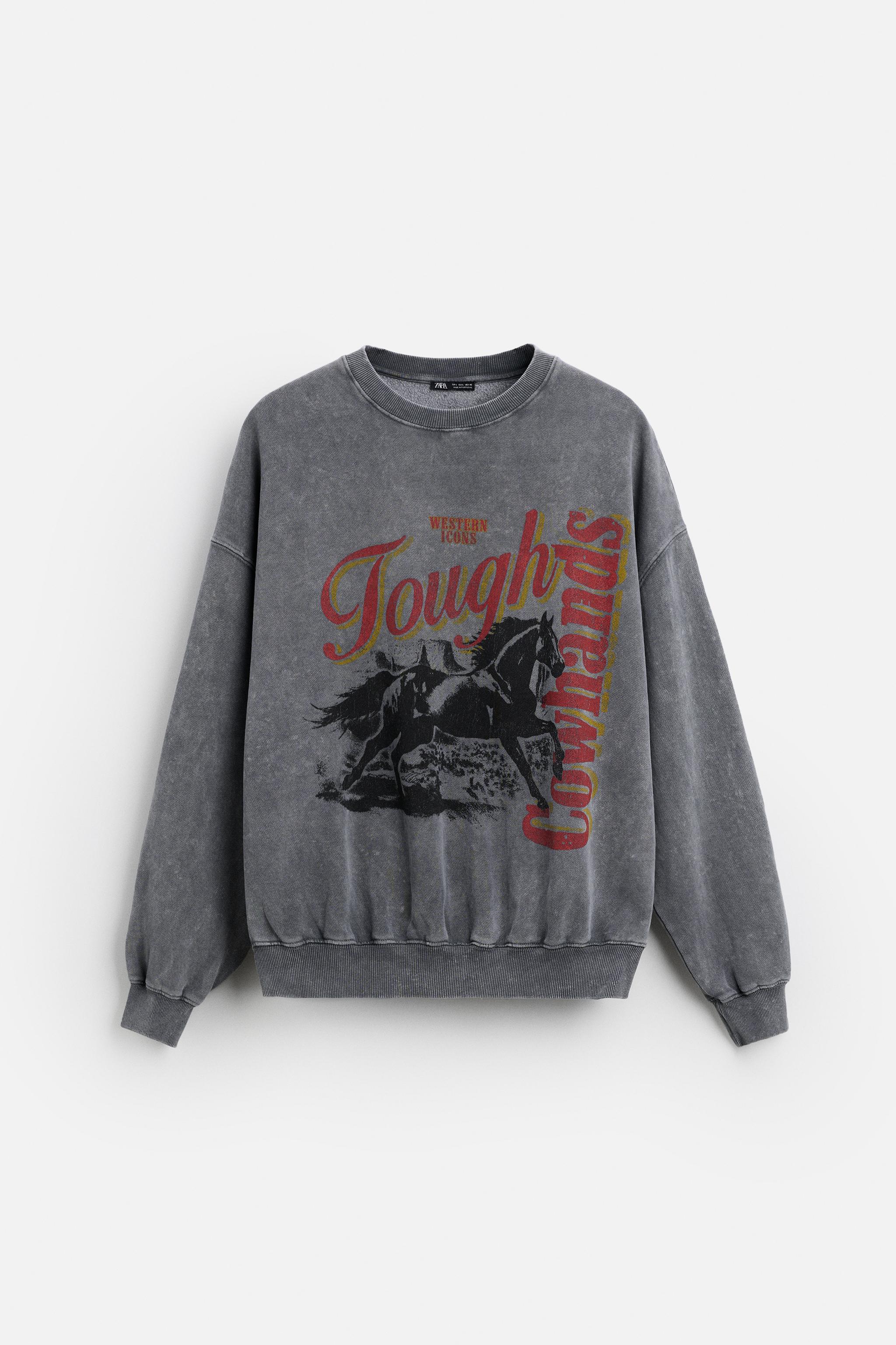 CONTRAST PRINTED SWEATSHIRT - Anthracite grey | ZARA Australia