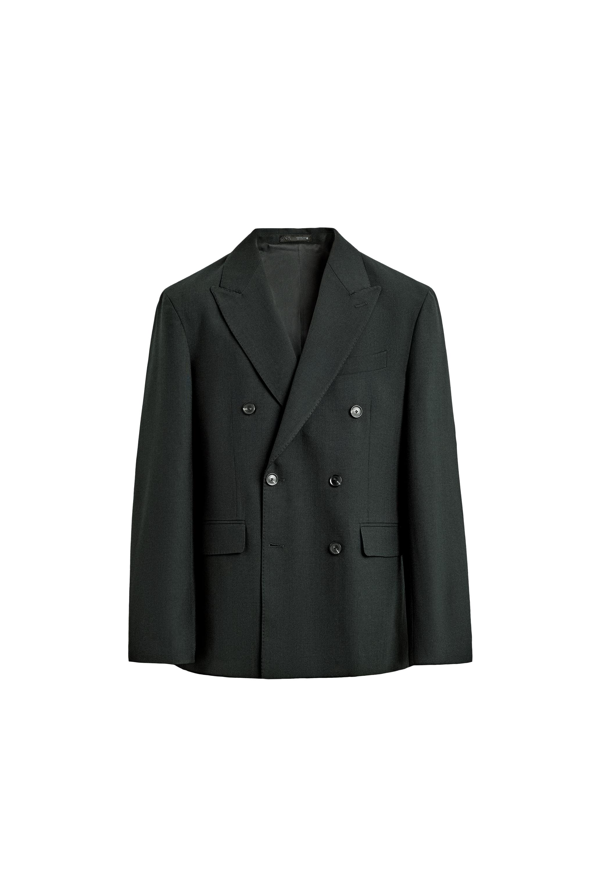 DOUBLE BREASTED WOOL BLEND SUIT JACKET