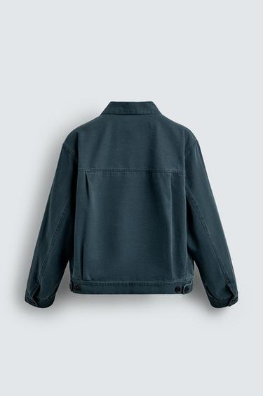 WASHED CROPPED FIT JACKET - Petrol blue by Zara - Image 7