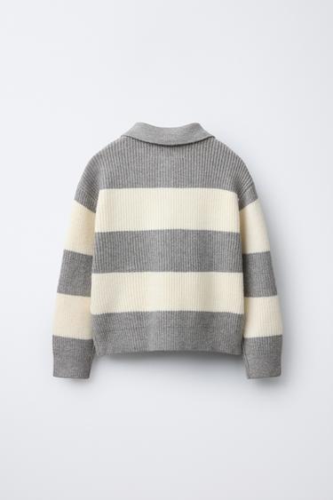 STRIPED KNIT POLO SWEATER - Stripes by Zara - Image 1