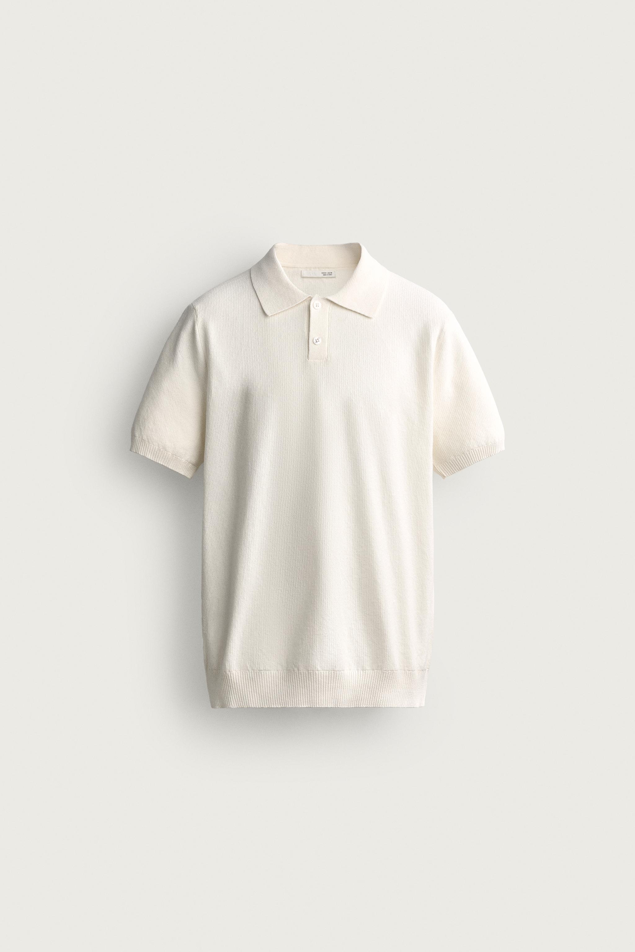 REGULAR FIT TEXTURED KNIT POLO SHIRT — White