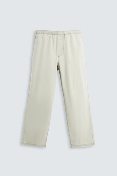 PANTALÓN WIDE FIT ALGODÓN - Beige claro de Zara