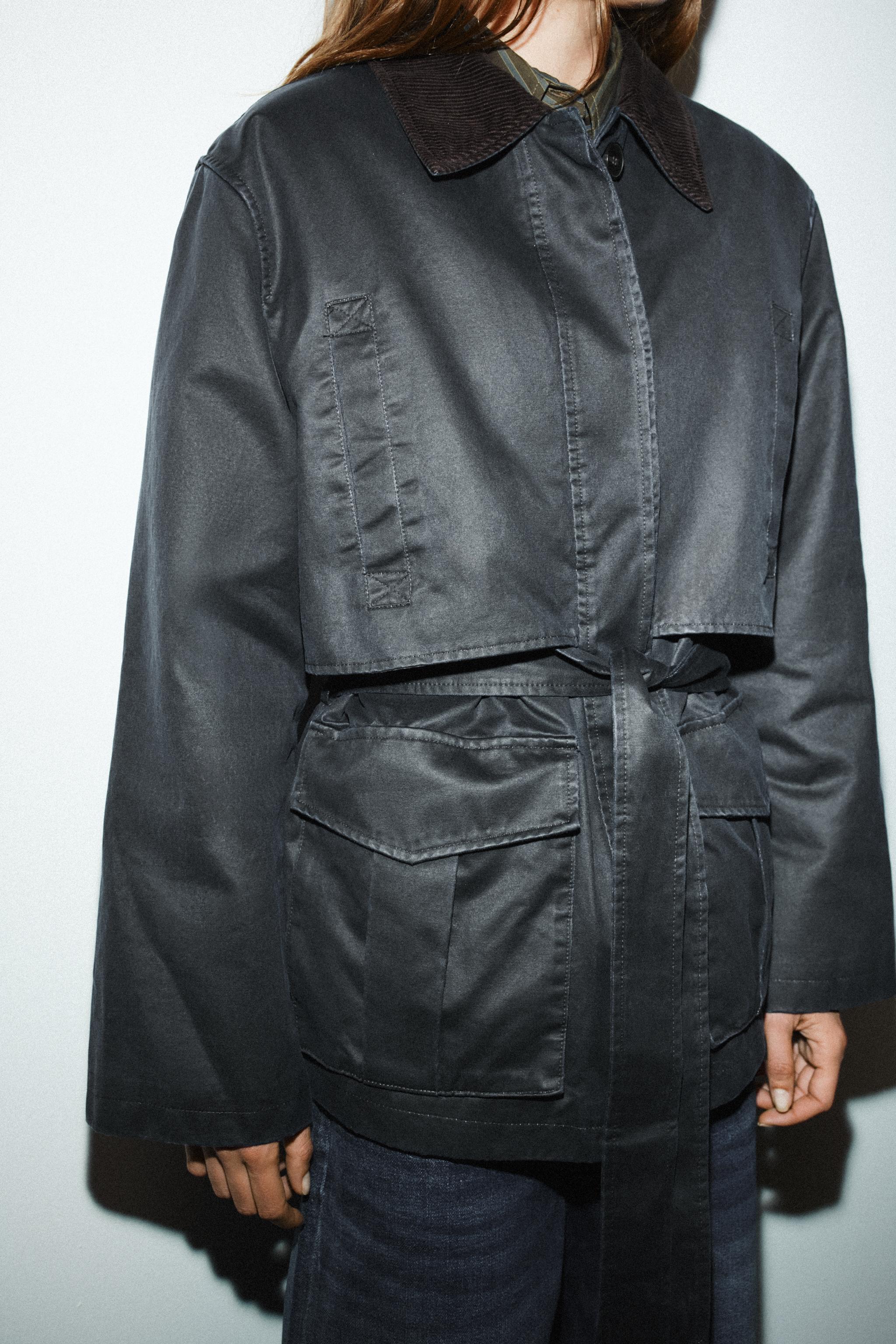 コーデュロイディテールワックス仕上げジャケット - ネイビーブルー