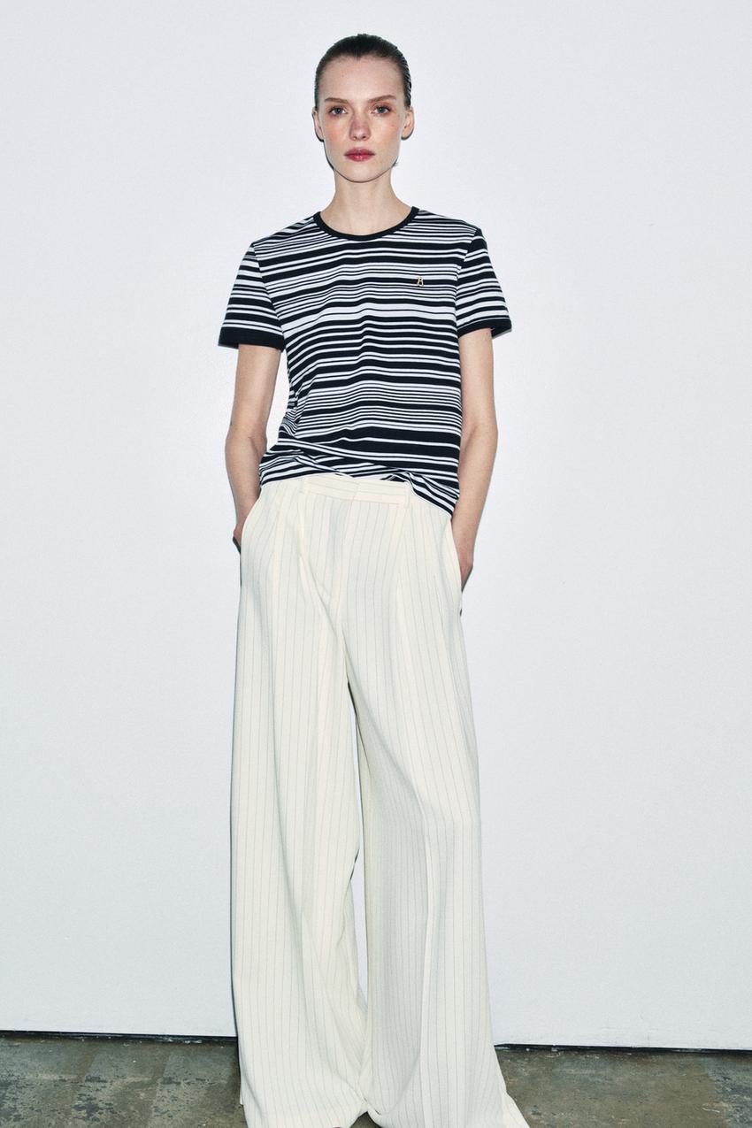 ストライプ柄ZA Tシャツ - ブルー／ブラック | ZARA Japan / 日本