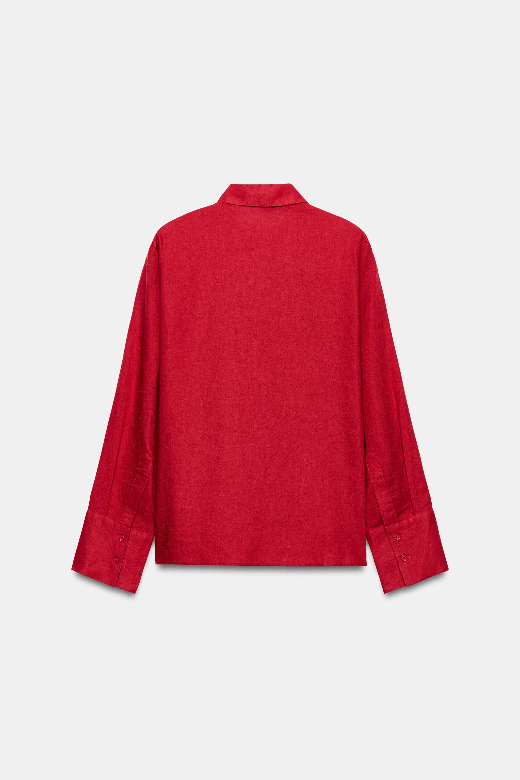 Zara %100 KETEN ZW COLLECTION GÖMLEK görsel 8