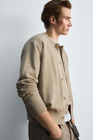 COTTON-RAMIE CARDIGAN - Beige by Zara - Image 4
