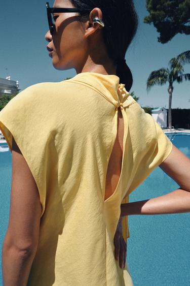 ZW COLLECTION FLOWING MIDI DRESS - Yellow by Zara - Image 2