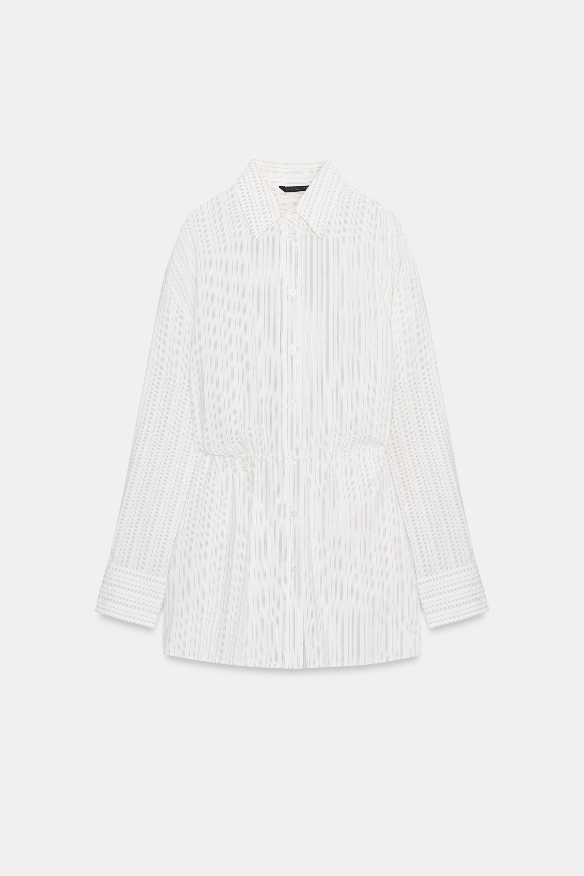 LONG STRIPED BELTED SHIRT