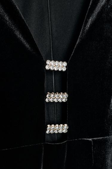 SHINY VELVET MIDI DRESS WITH APPLIQUÉS - Black by Zara - Image 9