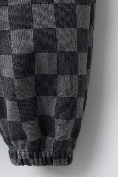 CHECKERBOARD SWEATSHIRT AND JOGGERS TRACKSUIT - Anthracite grey by Zara - Image 4