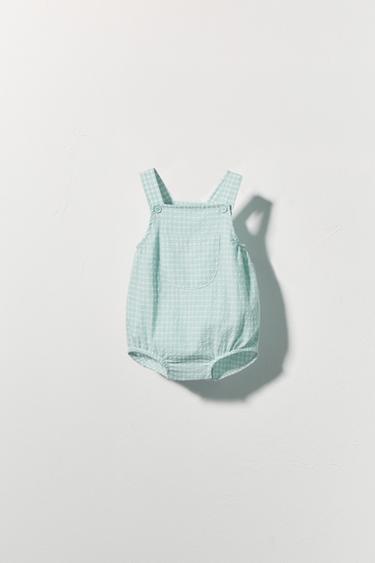 Zara GINGHAM ROMPER - Sea green
