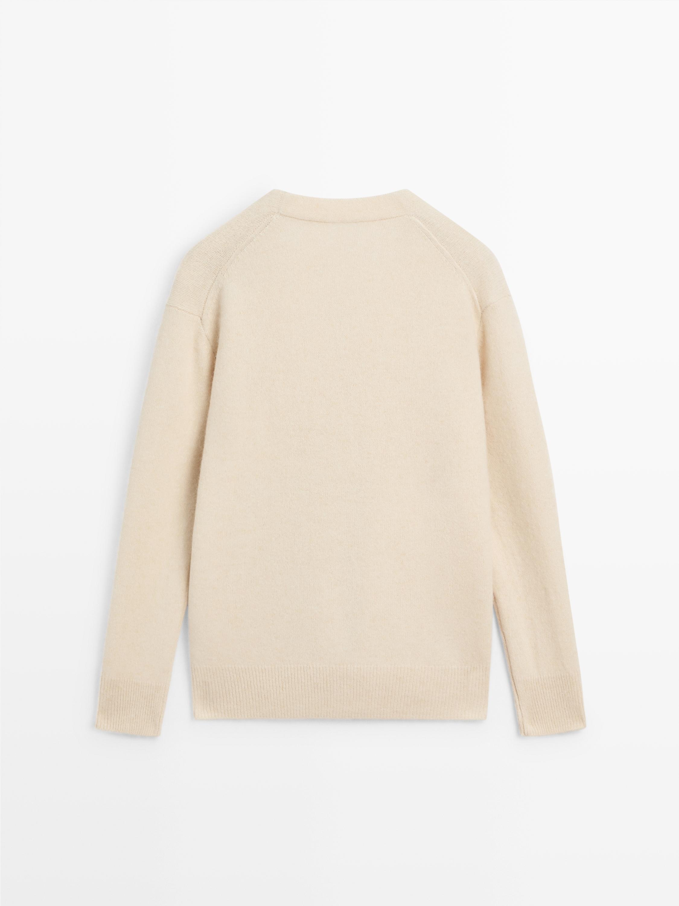 Cardigan col V en laine et alpaga