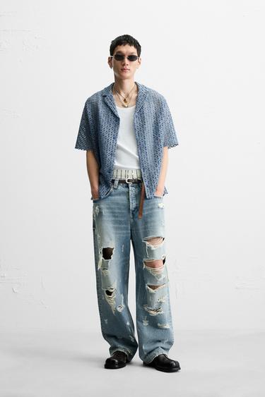 OPEN TEXTURED SHIRT - Light blue by Zara - Image 1