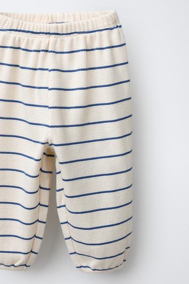 ENSEMBLE T-SHIRT ET PANTALON JOGGER WAFFLE WAYAS - Écru / Bleu de Zara - Image 3