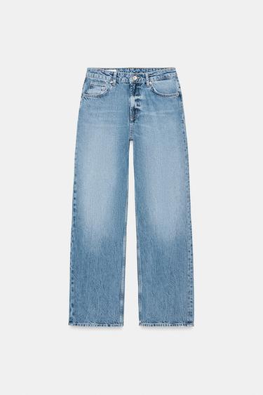 MID-WAIST STRAIGHT JEANS WITH SPARKLES - Blue by Zara