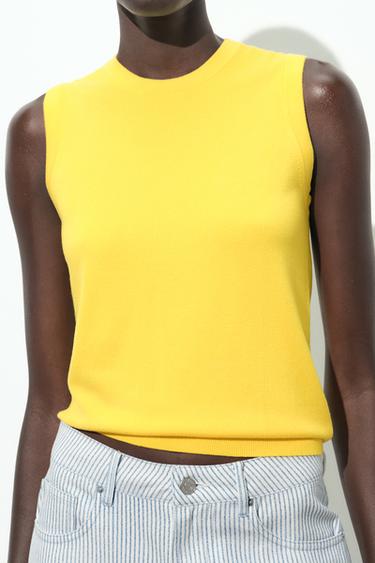 ÄRMELLOSES STRICKTOP - Gelb von Zara - Bild 0