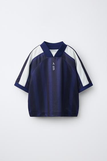 Zara SPORTY SOCCER T-SHIRT - Navy blue