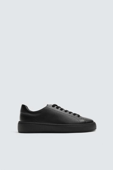 TENNIS EN CUIR ÉPAISSES - Noir de Zara
