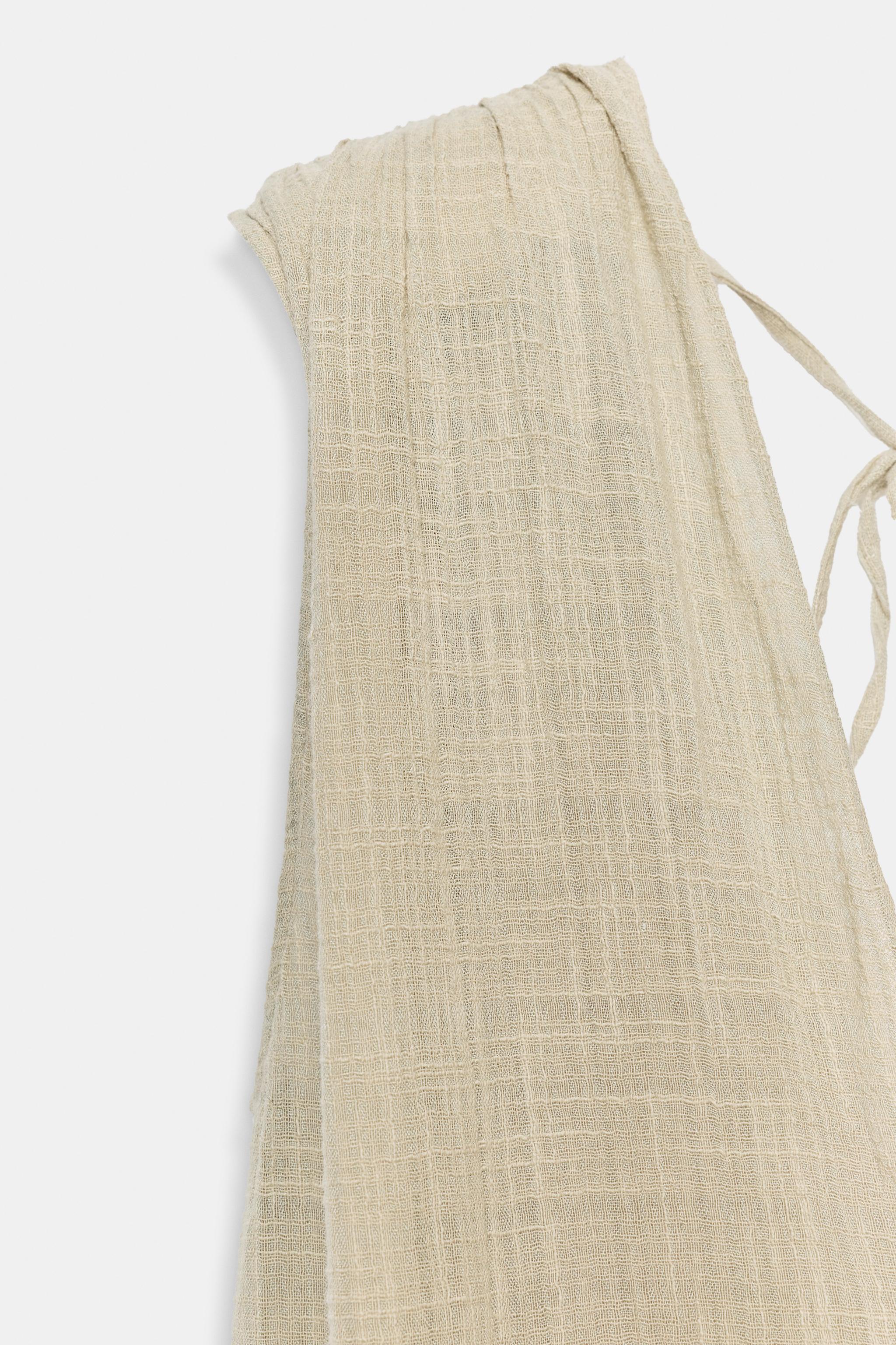 WRINKLED EFFECT GAUZE MIDI DRESS