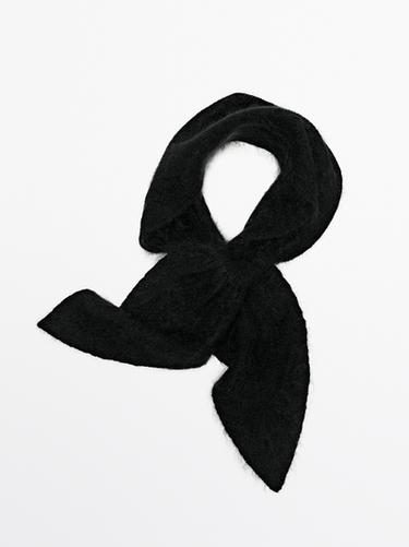 Zara 100% cashmere knit tie with bow - Black
