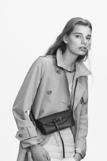 Zara LEATHER CROSSBODY BAG - THE ITEM - Gray