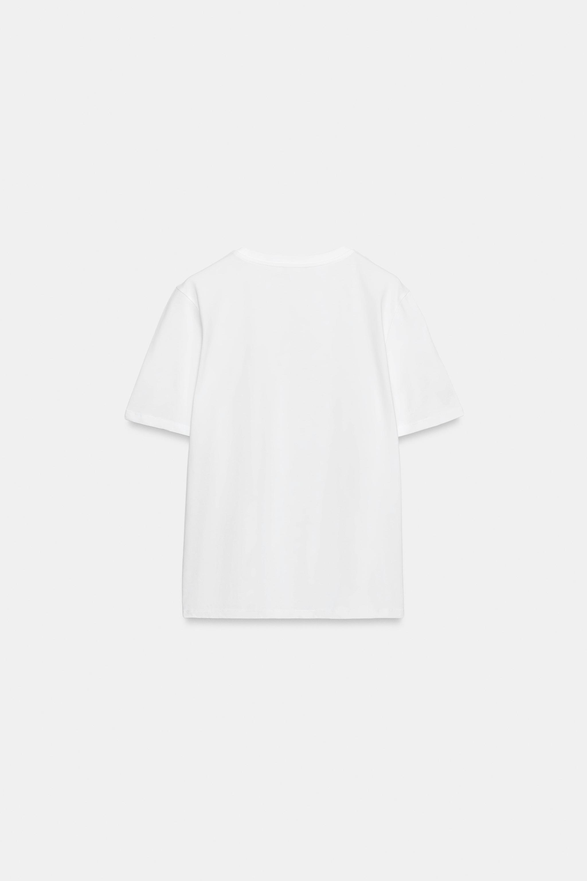 Zara KABARTMALI ÇİÇEK DETAYLI T-SHIRT görsel 7