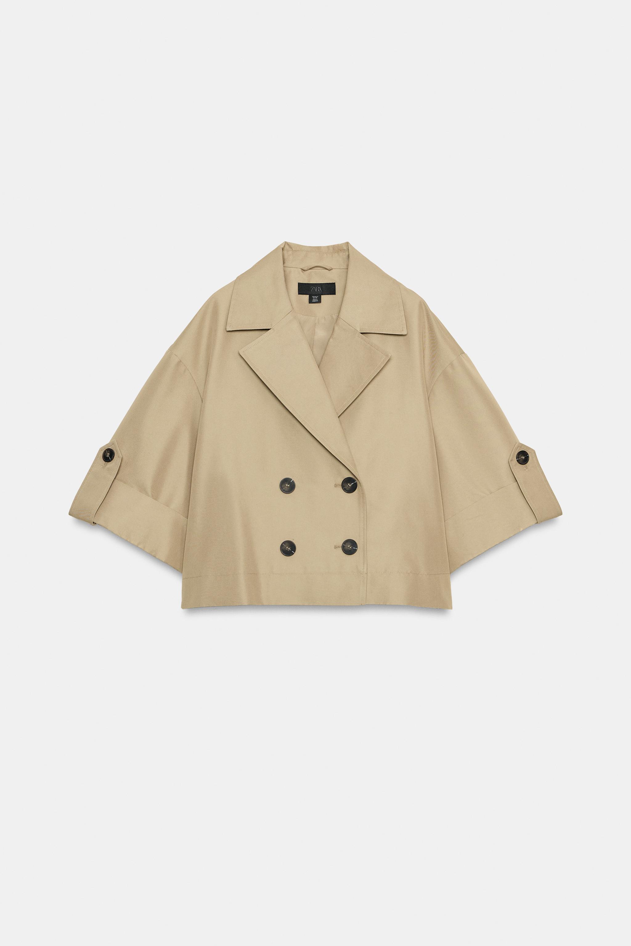 SHORT TRENCH WITH ROLLED SLEEVES