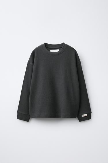 Zara TEXTURED T-SHIRT - Anthracite grey