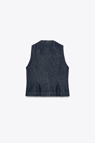 Z1975 DENIM TAILORED WAISTCOAT - Blue by Zara - Image 6