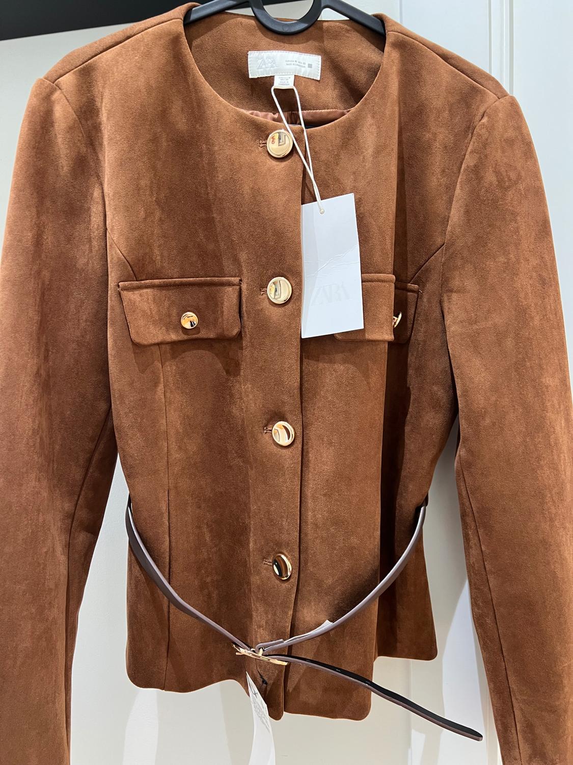 FAUX SUEDE BLAZER WITH BELT - Image 3