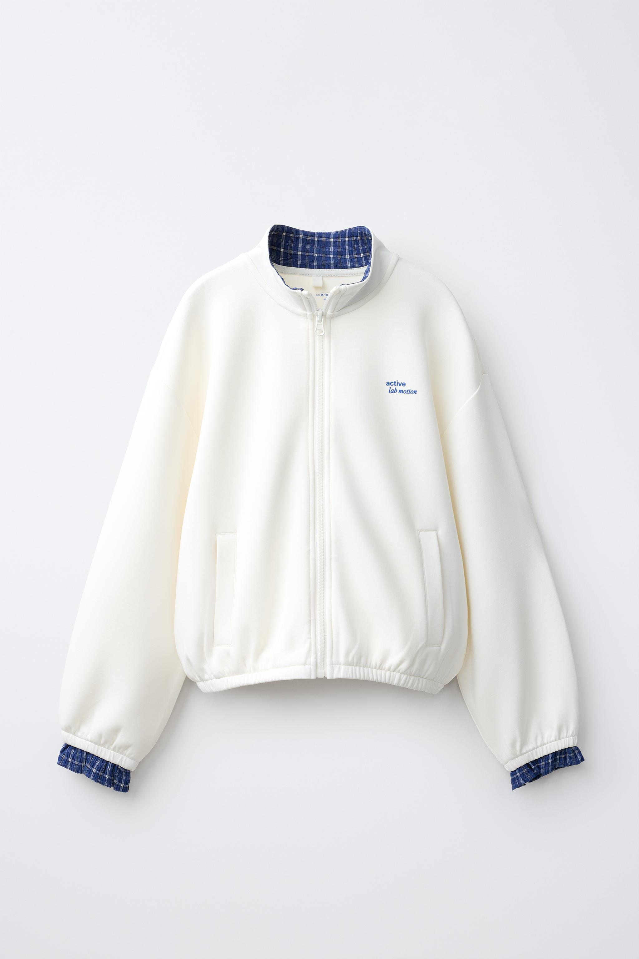 CONTRAST CHECKS SWEATSHIRT - Ecru | ZARA Singapore