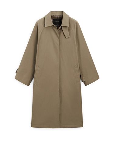 Zara Oversize trench coat with check lining - Khaki