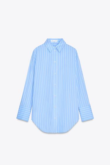 ZW COLLECTION STRIPED OVERSIZE SHIRT - Blue/White by Zara