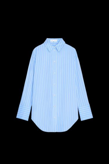 ZW COLLECTION STRIPED OVERSIZE SHIRT - Blue/White by Zara