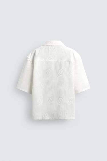 EMBROIDERED JACQUARD SHIRT - Oyster-white by Zara - Image 7