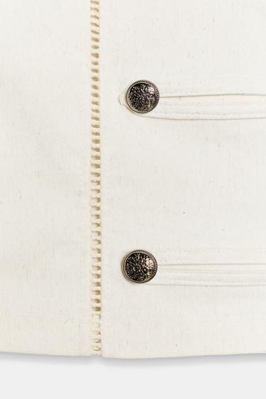 BANDEAU TOP WITH FROG FASTENING - Ecru by Zara - Image 4