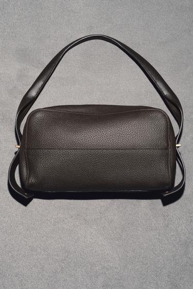 LEATHER SHOULDER BAG - Brown by Zara