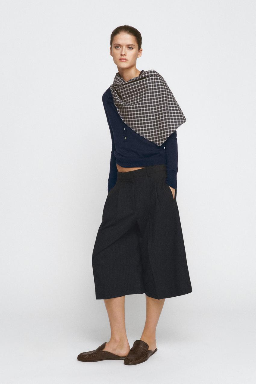 Short Femme Zara Noir Pied De Poule - Taille M, En Parfait état Occasion