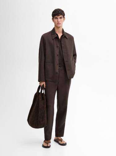 Sobrecamisa 100% lino - Marrón de Zara - Imagen 0