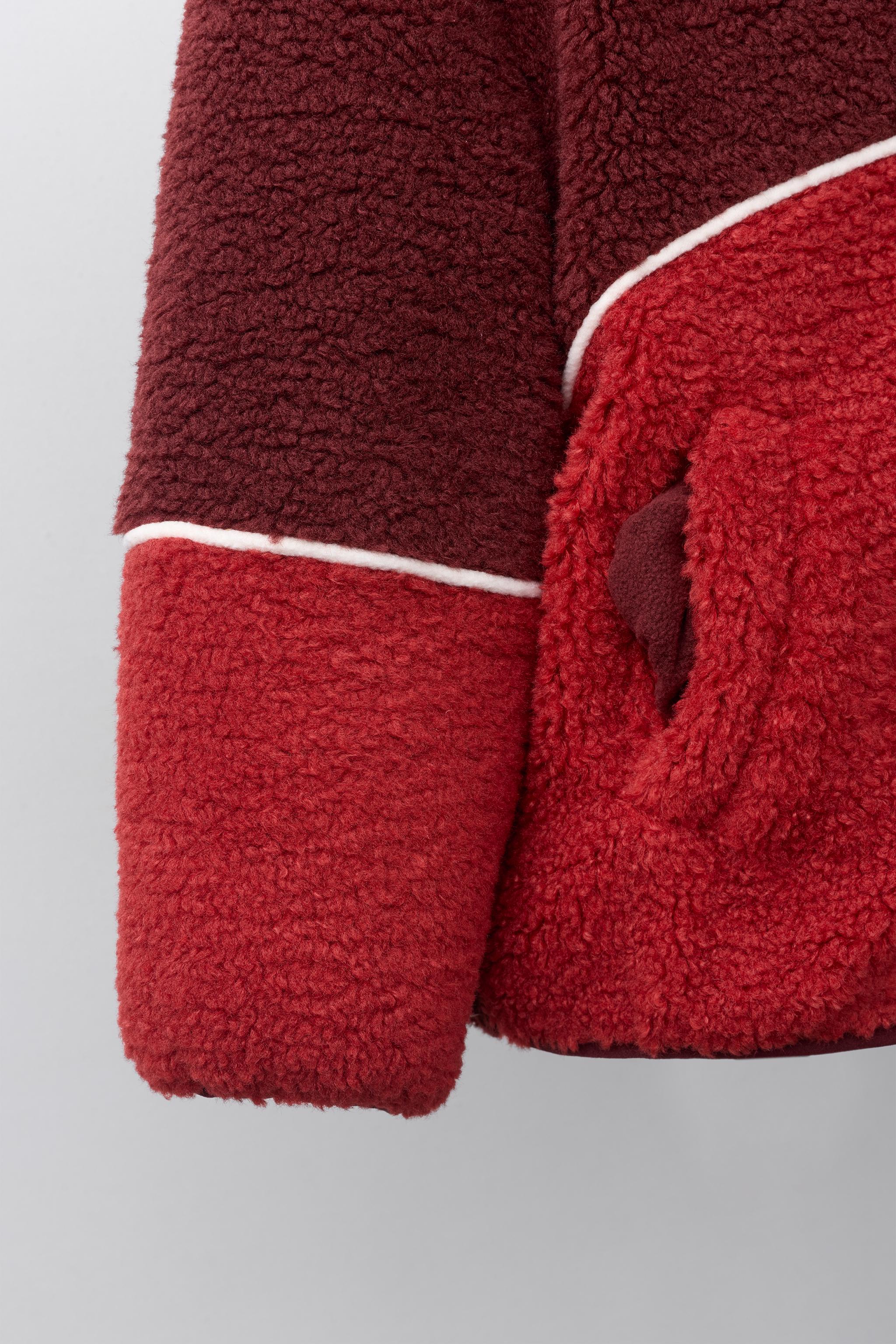 Детские куртки Zara CONTRAST TRIM FAUX SHEARLING JACKET — фото 7