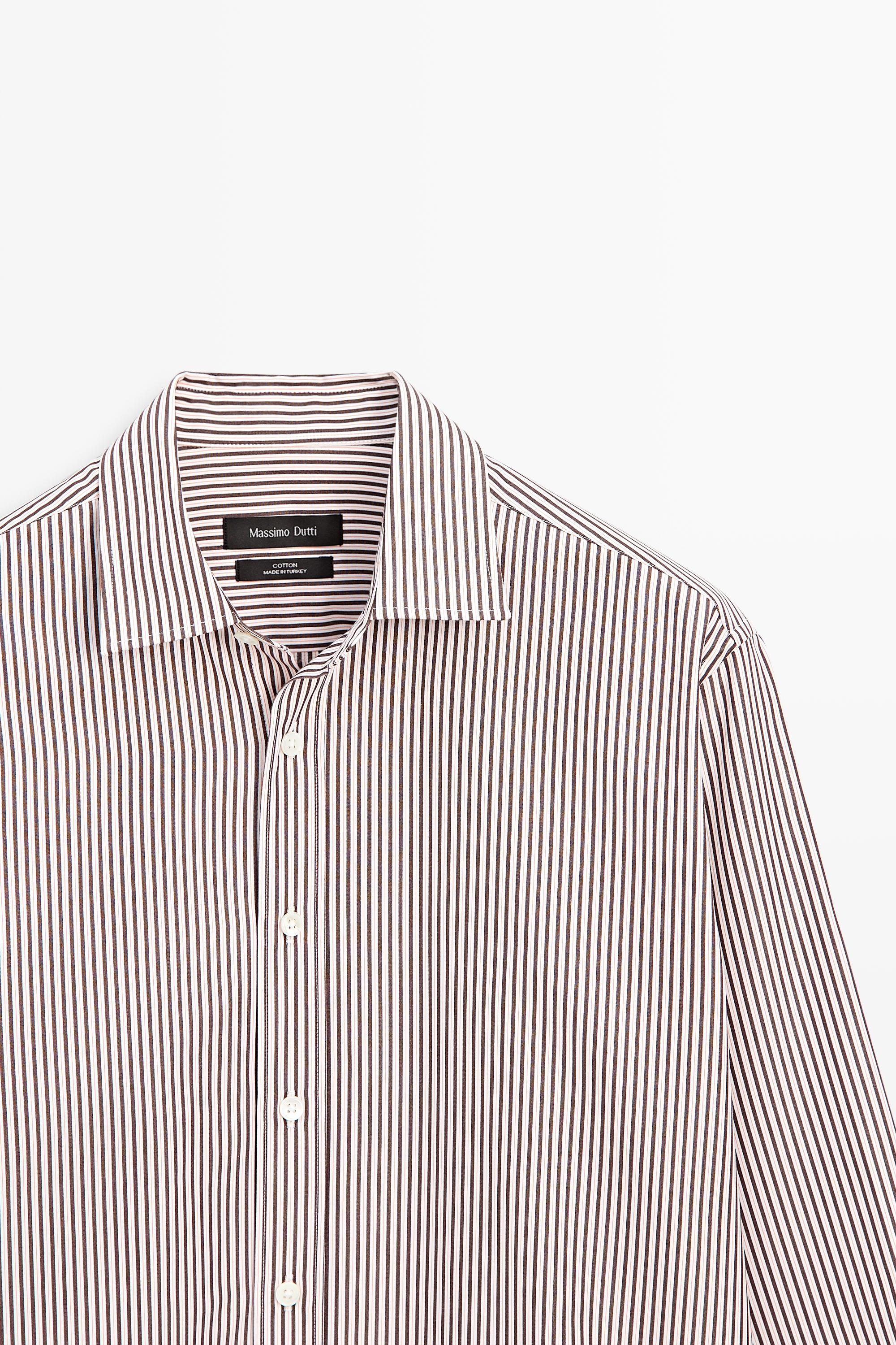 100% cotton regular fit striped shirt