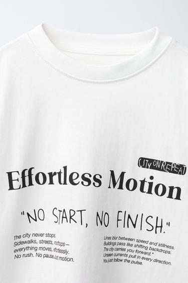 T-SHIRT À DOUBLES MANCHES ET INSCRIPTION - Blanc de Zara - Image 2