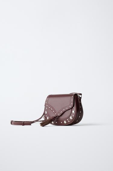 STUDDED CROSSBODY BAG - Burgundy Red by Zara