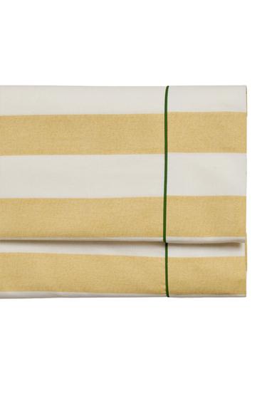 STRIPED WASHED COTTON FLAT SHEET - Yellow by Zara