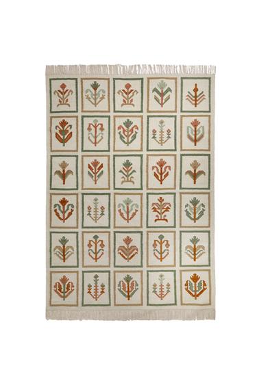 WOLLTEPPICH MIT BLUMENMUSTER - Grün von Zara
