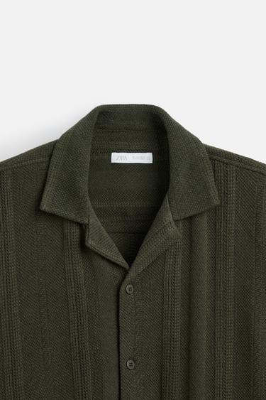 CHEMISE À TEXTURE AVEC RAYURES - Vert de Zara - Image 9